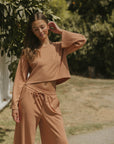 Ribbed luxury loungewear set for women.