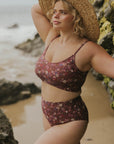 Modest Maroon Bikini Set