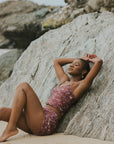 Maroon Floral Classy Tankini for the Beach