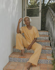 Yellow luxury loungewear set for women.