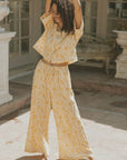 Floral two piece set and linen two piece set for women.
