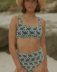 Full Coverage High Waisted Floral Bikini Bottoms