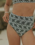 Full Coverage Floral Black and White  Textured Bikini