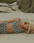 Square Neck Textured Floral Modest Bikini