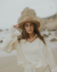 Boho beach top for women in cream.