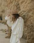 Boho beach top for women in cream.
