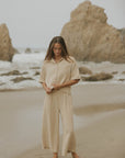 Brown muslin matching loungewear set for women.