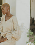 Muslin, brown matching beachwear set for women.