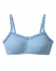 Azure Bikini Top | Light Blue Textured Ruffle Strap Bikini Top