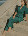 Green waffle lounge set for women.