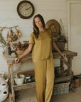 Wide leg silk pants for women.