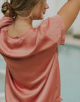 Matching silk sleepwear set for women.
