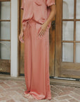 Matching silk sleepwear set for women.