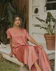 Matching silk sleepwear set for women.