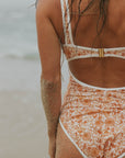 Full Coverage One Piece Swimsuit Paisley Floral Print