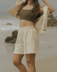 100% cotton shorts matching shorts and top set for women.