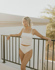 Neutral Textured Off White Bachelorette Modest Bikini