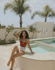 Rust Orange Modest Full Coverage Cute Tankini Top