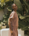 Matching pants and top set for women.