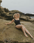 Full Coverage One Strapped Classy Black Modest Bikini