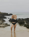 Cute Modest Classic Black One Shoulder Tankini