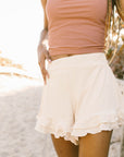 Women's high waisted swim shorts