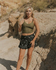 Black Floral Postpartum Full Coverage Swim Shorts