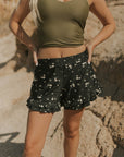 Black Floral Postpartum Full Coverage Swim Shorts
