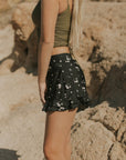 Black Floral Postpartum Full Coverage Swim Shorts