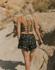 Black Floral Postpartum Full Coverage Swim Shorts