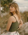 Cute modest full coverage olive green tankini top