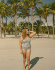 White and Black Cow Print Nursing Friendly One Piece Bathing Suit