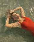 Cute red one piece swimsuit