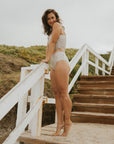 Gingham full coverage high waisted bikini bottoms.