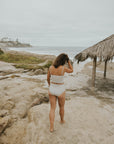 Gingham full coverage high waisted bikini bottoms.