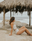 Gingham full coverage high waisted bikini bottoms.