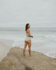 Gingham full coverage high waisted bikini bottoms.