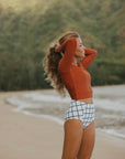 Modest women's long sleeve tankini top.