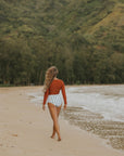Cute modest long sleeve bikini top.