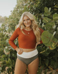 color block modest high waisted tankini bottoms