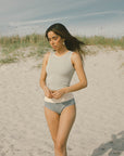 Cute modest aqua green tankini top