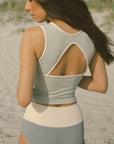 Cute modest aqua green tankini top
