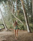 Cute modest teal textured bikini bottoms