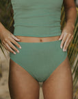Cute modest teal textured bikini bottoms