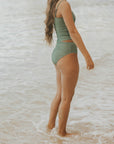 Cute modest teal textured bikini bottoms