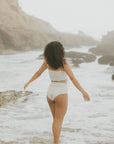 Gingham full coverage high waisted bikini bottoms.