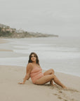 crinkle textured pink one piece swimsuit