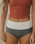 Cute modest grey textured bikini bottoms.