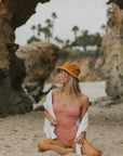 crinkle textured modest pink one piece swimsuit