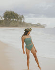 high waisted textured bikini bottom
